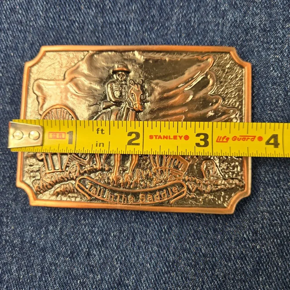 Tall in the Saddle Western Belt Buckle Covered Wagon Train